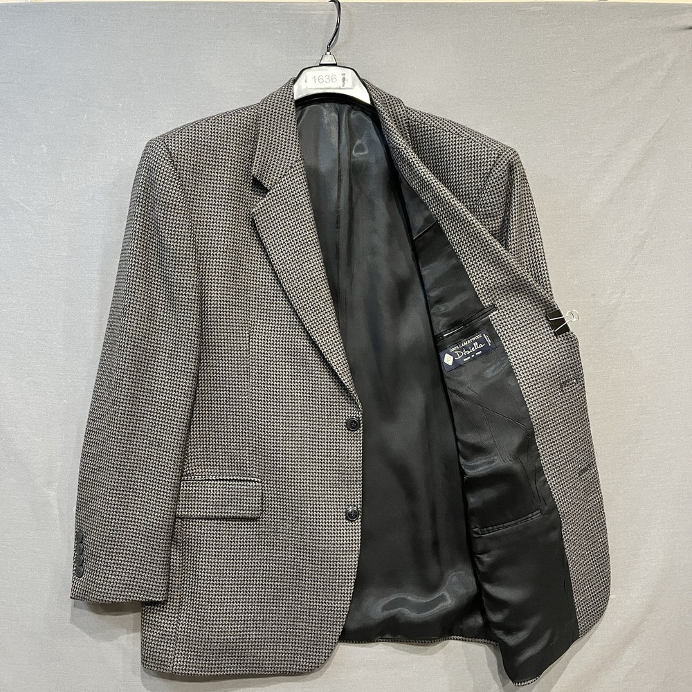 Andrew Fezza Sport Coat Mens 43R Gray Houndstooth Lambswool Blazer Preppy